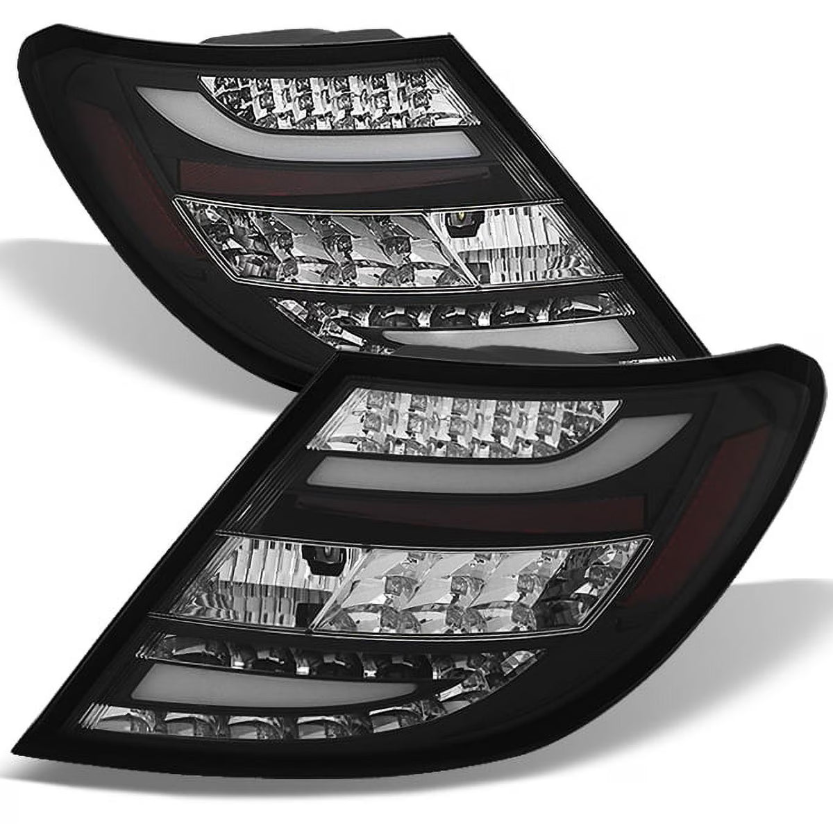 Black Bezel Rear LED Tail Lights Pair L294