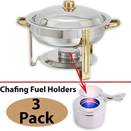 Round Chafing Dish Buffet Set with Water Pans, Food Pans, Frames, Lids, Fuel Holders, 6 Fuel Cans K62170