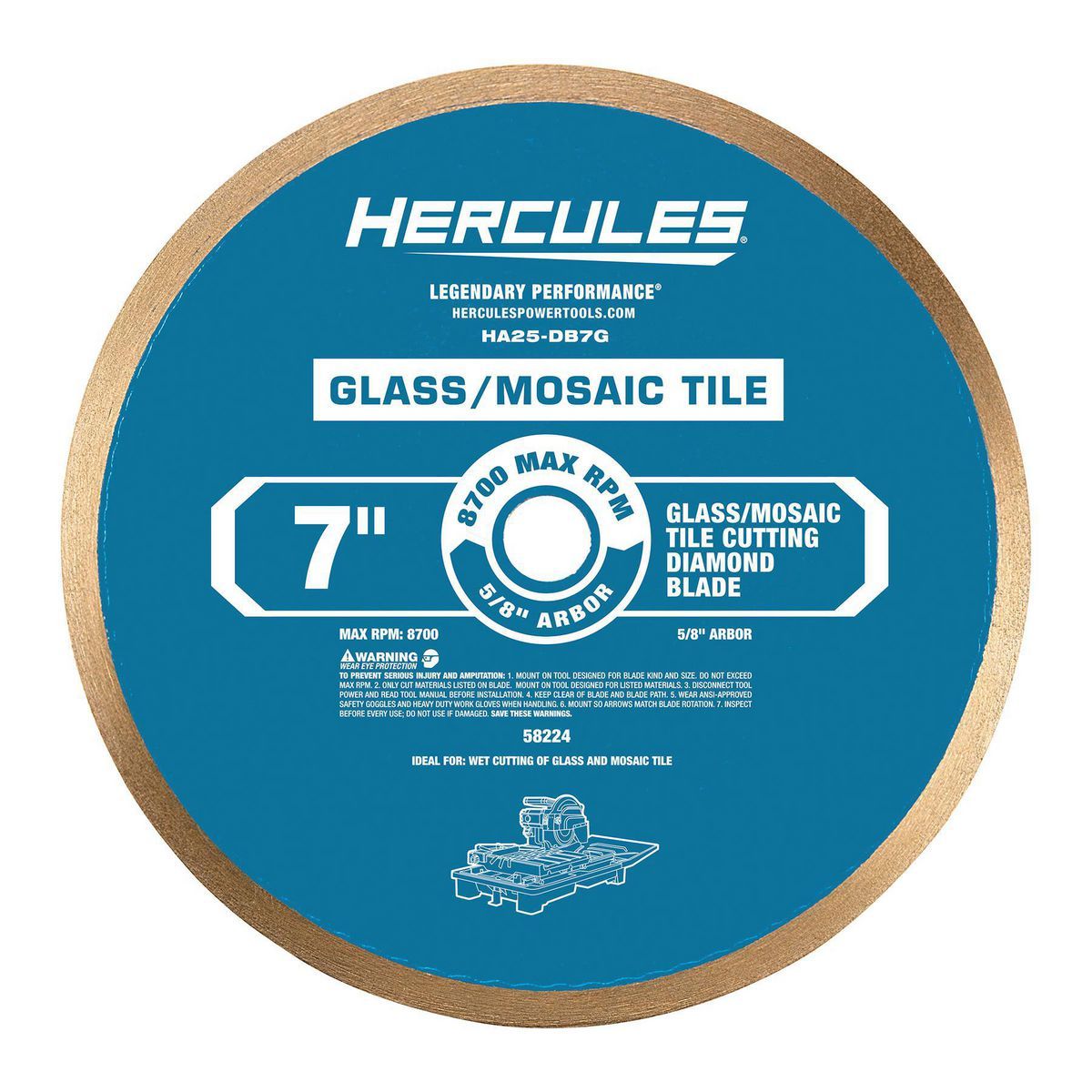 7 in. Glass and Mosaic Tile Cutting Diamond Blade E2249
