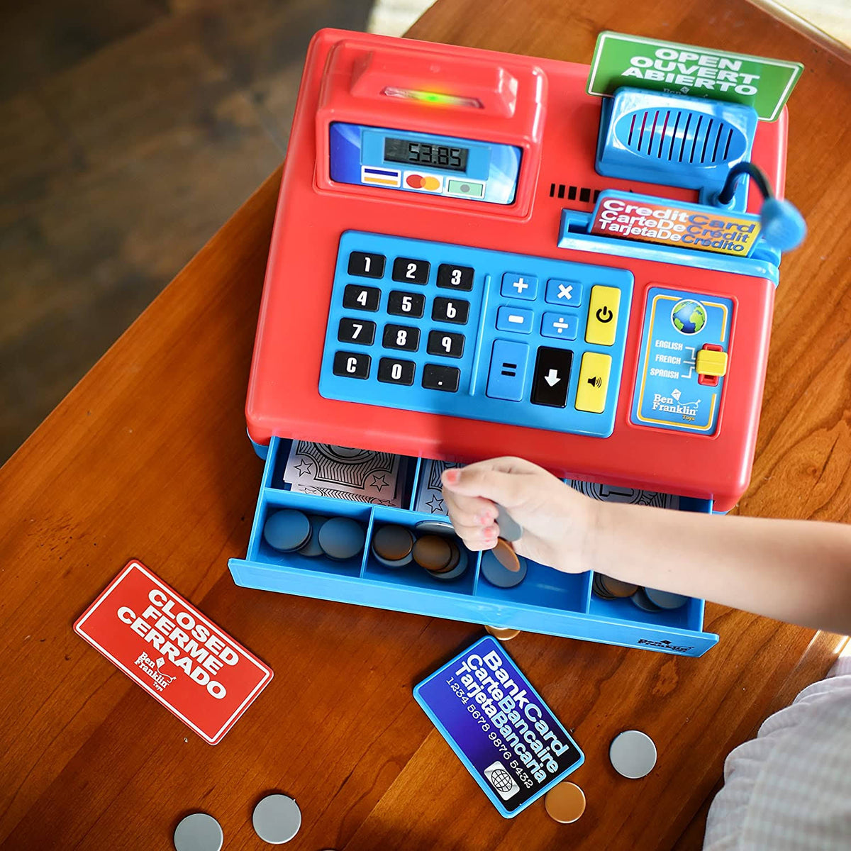 Talking Cash Register Kit with Play Money and Store Set in Red Toy L308