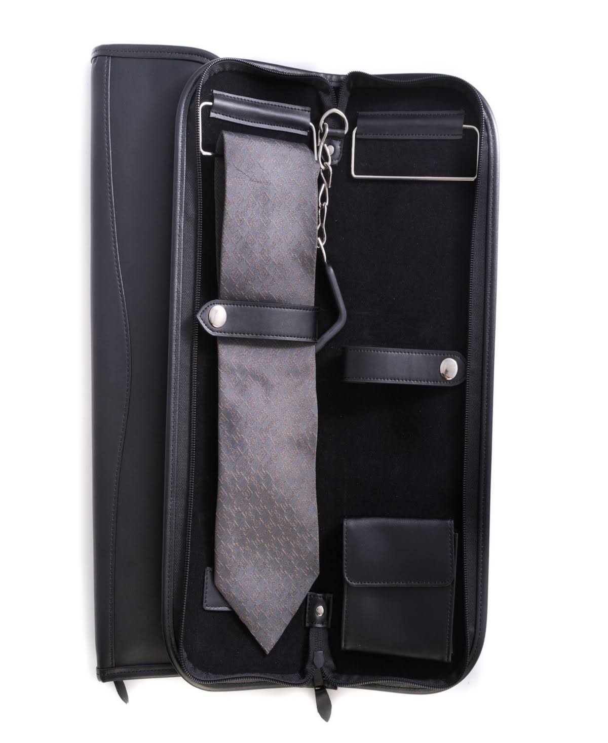 Leather Travel Tie Case - Black F166621