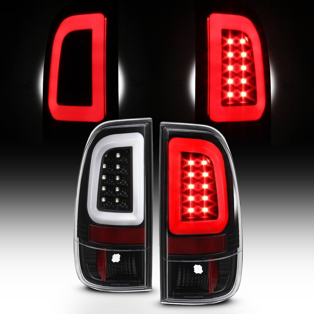Black LED Tube Tail Brake Lights Pair D673