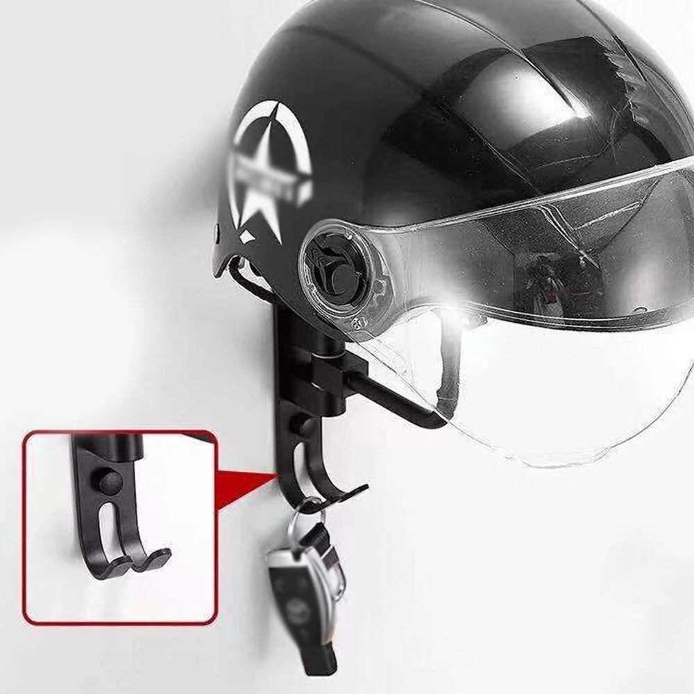 180° Rotation Metal Helmet Rack Wall Mounted with 2 Hooks Q860819