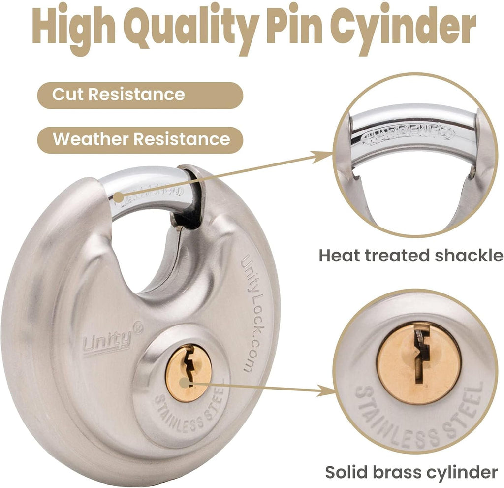 Stainless Steel Disc Padlock, Same Key Open, 2-3/4" (70mm), 12 B753