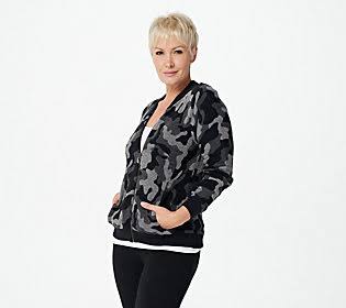Camo Zip-Up Bomber, Size 3X, Carbon Multi I5647