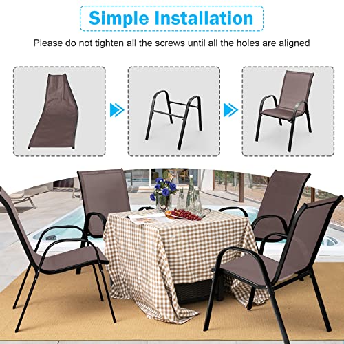 4 Pieces Stackable All Weather Patio Dining Chairs Set with Armrests A431707