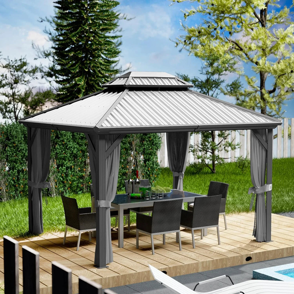 10ft x 12ft Grey Aluminum Gazebo Y1274
