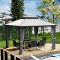 10ft x 12ft Grey Aluminum Gazebo Y1274