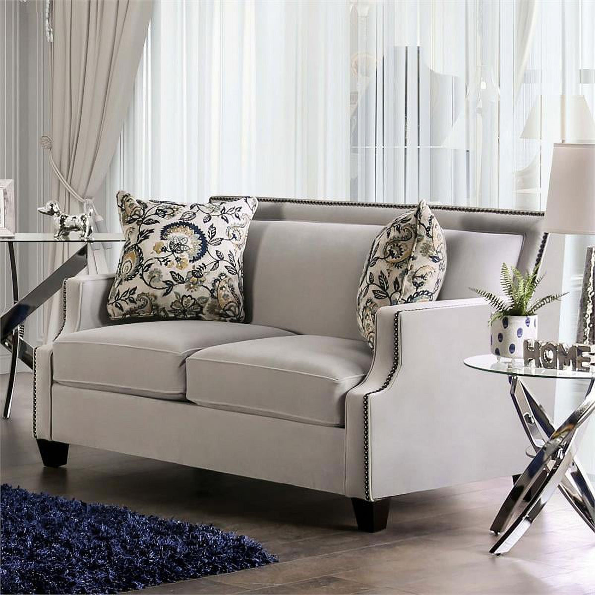 Light Gray 2-Piece Fabric Sofa Set Q3256
