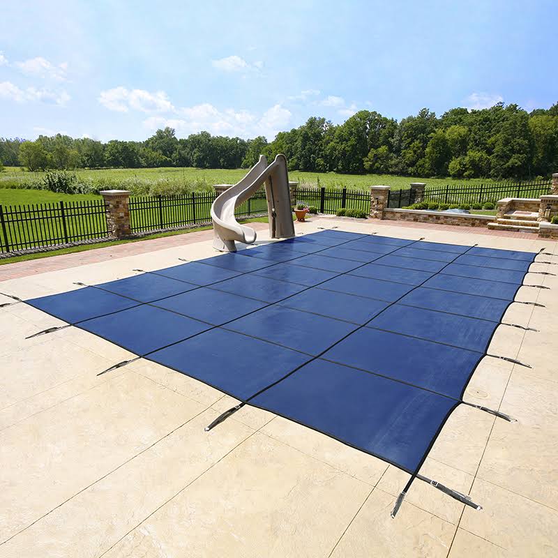 Blue 20-Year Ultra Light Solid Safety Cover for 14-ft x 28-ft Pool w/ Left Step M62104