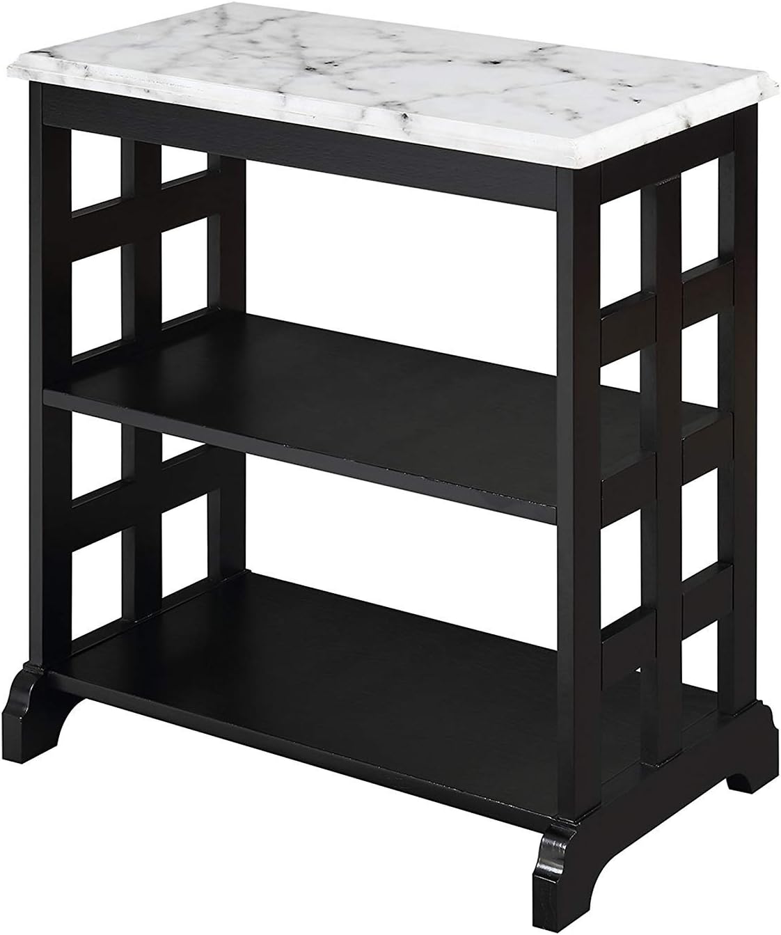 White Marble Black Chairside Table C558