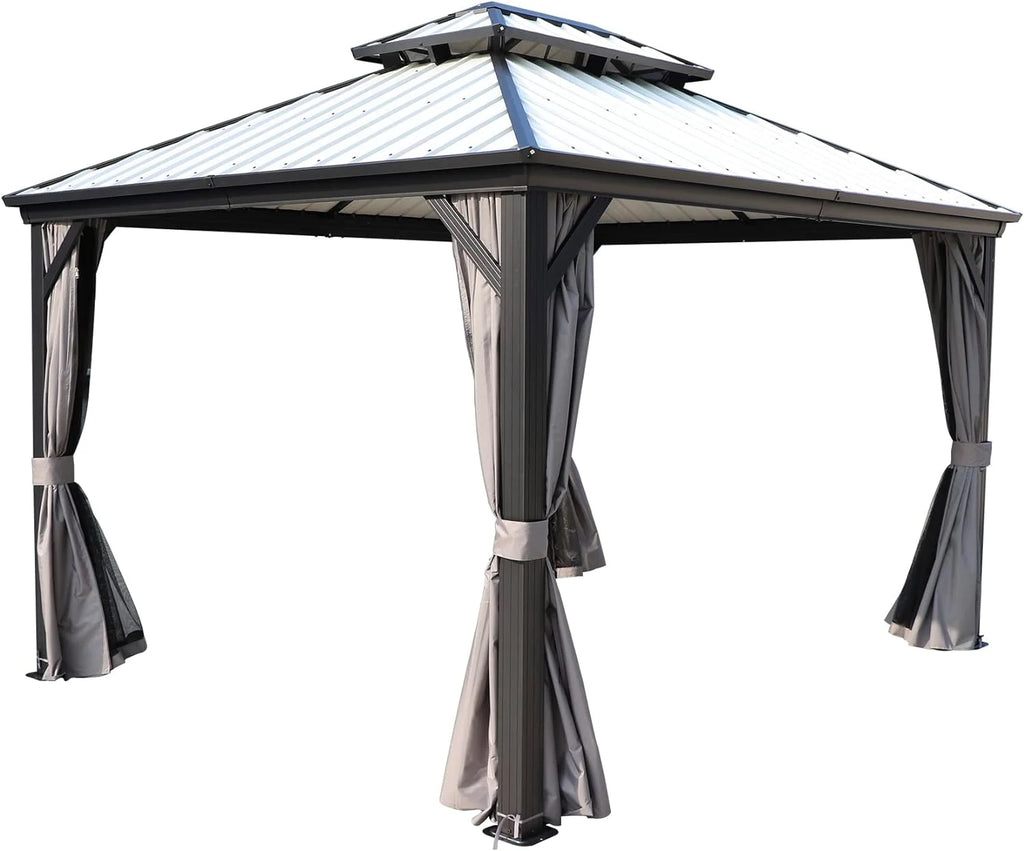 10ft x 12ft Grey Aluminum Gazebo Y1274