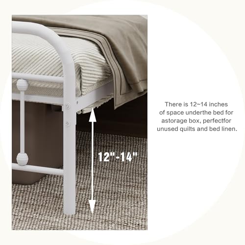 White Metal Full Size Bed Frame with Headboard Footboard L689