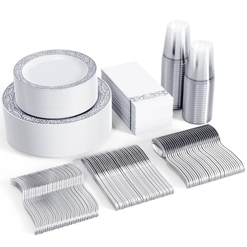 350 Ct Gold Plastic Dinnerware Set E24260