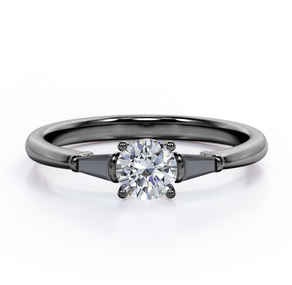 Minimalist Engagement Ring with Lab Created Black Diamond Y653
