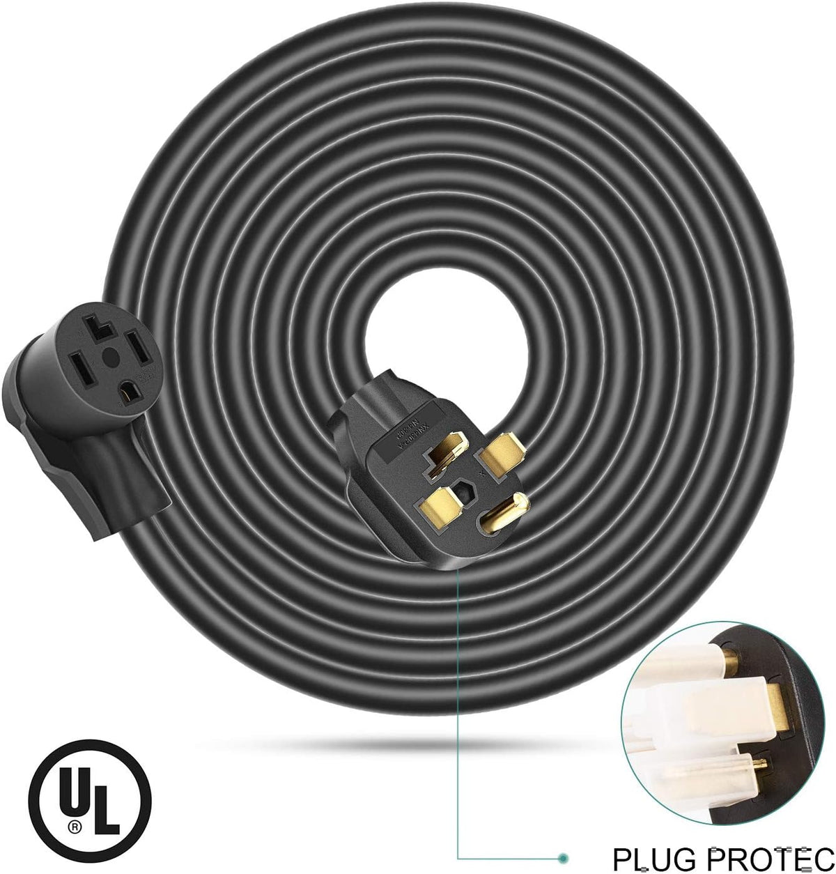 Dryer Extension Cord 4 Prong, 30 Amp, NEMA 14-30P to 14-30R, 125V/250V, 25 Feet T256