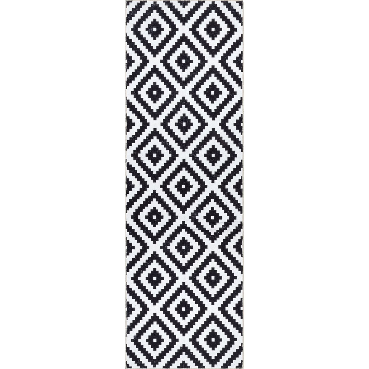 Black Machine Washable Runner Rug B9043