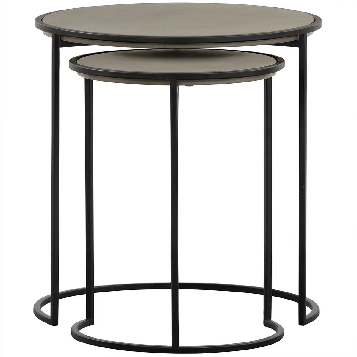 Black 2-Piece Metal Nesting End Table Set J881916