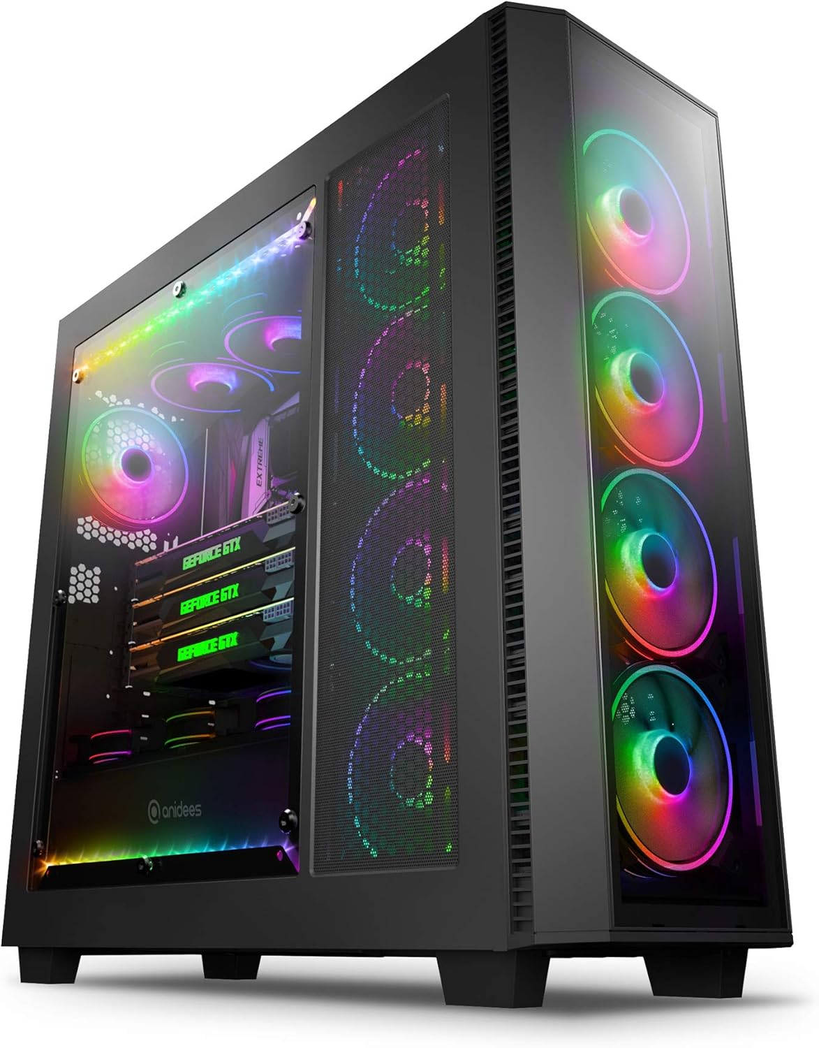 Full Tower Tempered Glass Gaming Case with RGB Fans W26744