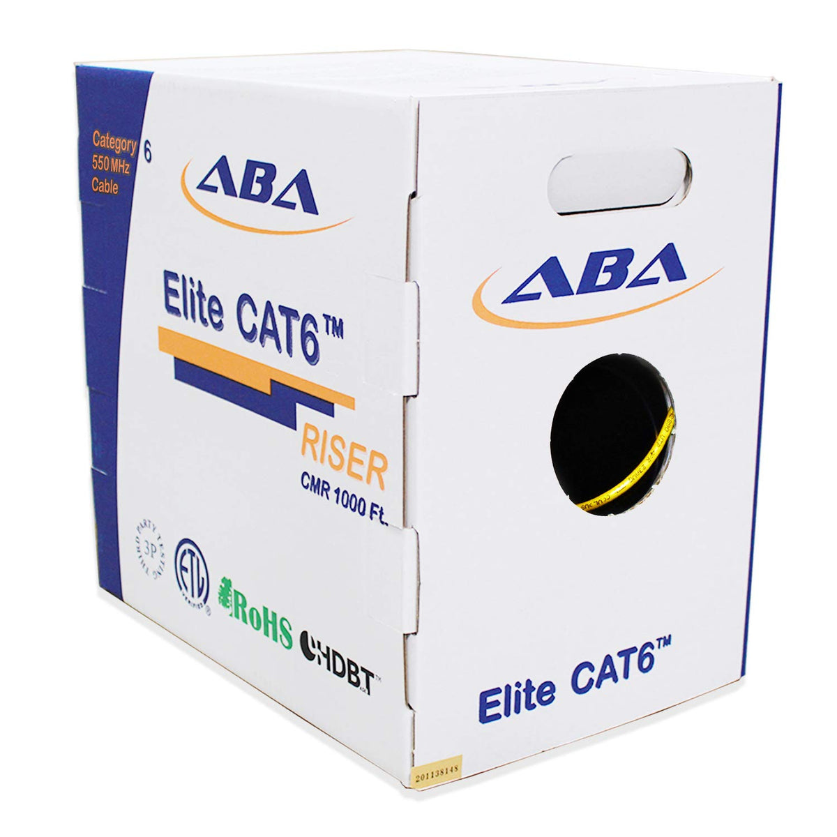 White 1000ft Cat6 Riser UTP 23AWG Bare Copper Ethernet Cable C548