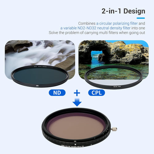 2-in-1 77mm Variable ND Filter & CPL Polarizer Filter P51709