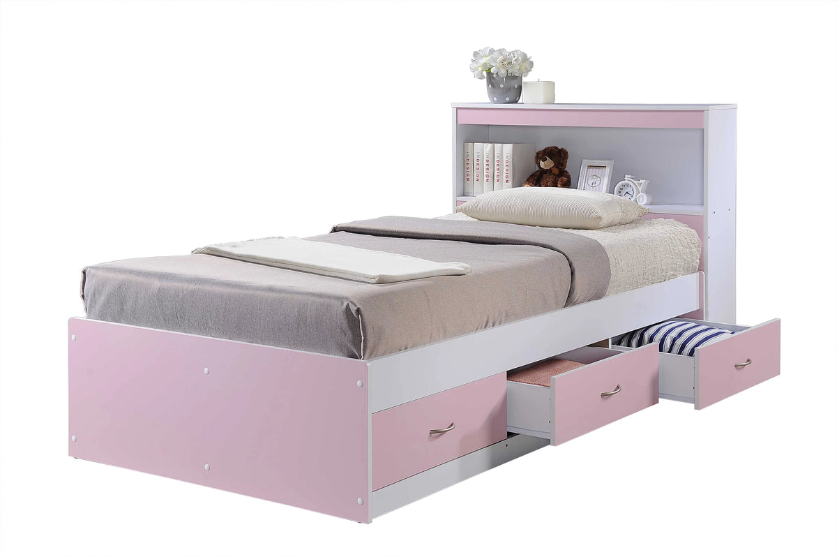 Black Twin-Size Captain Bed with 3 Drawers and Headboard I425