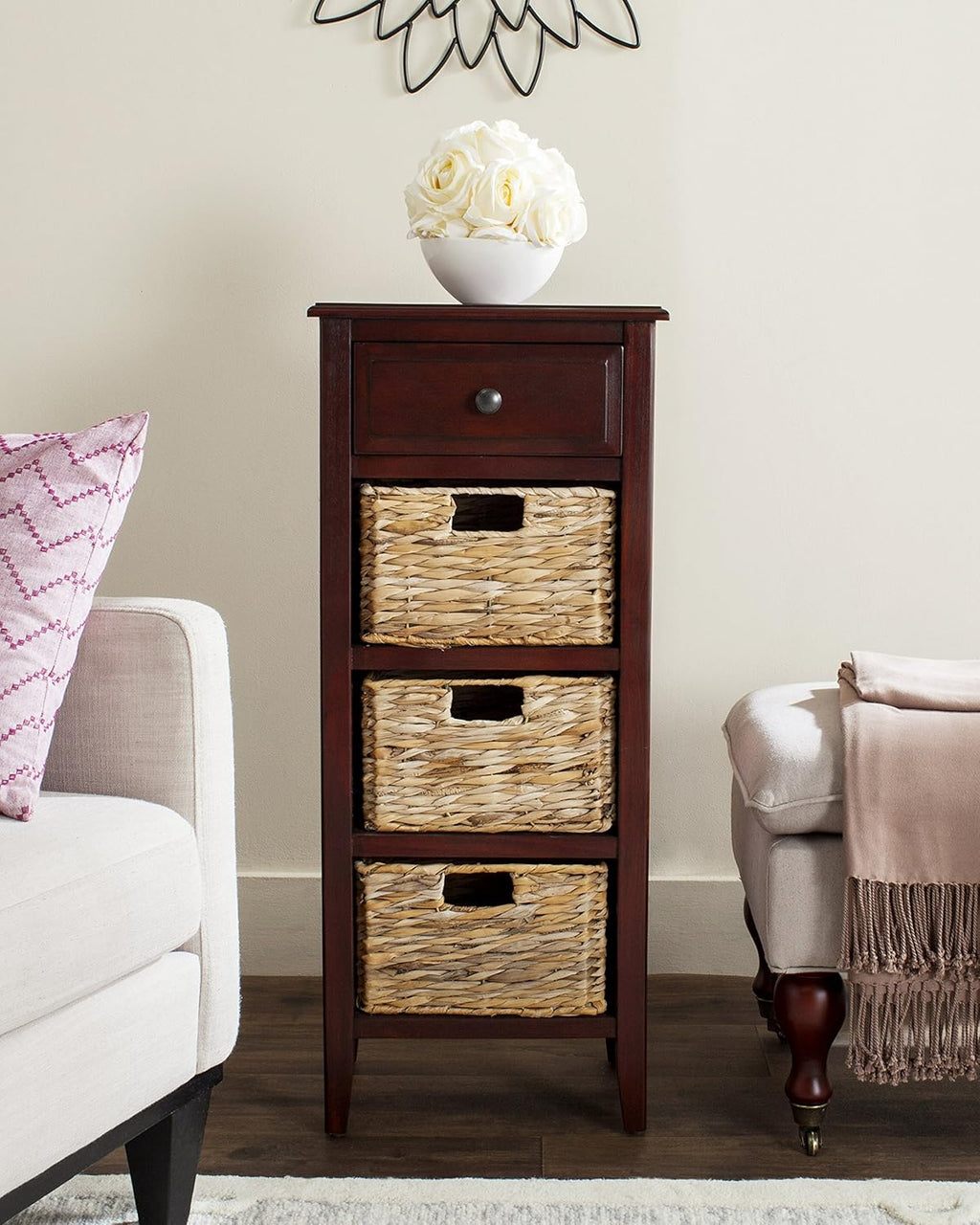 Distressed White Side Table J843
