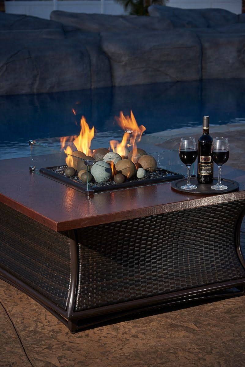 Square Fire Pit Glass Wind Guard Q241