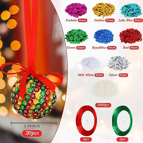20 Sets Christmas Crafts Sequin Ornaments Kit M27748