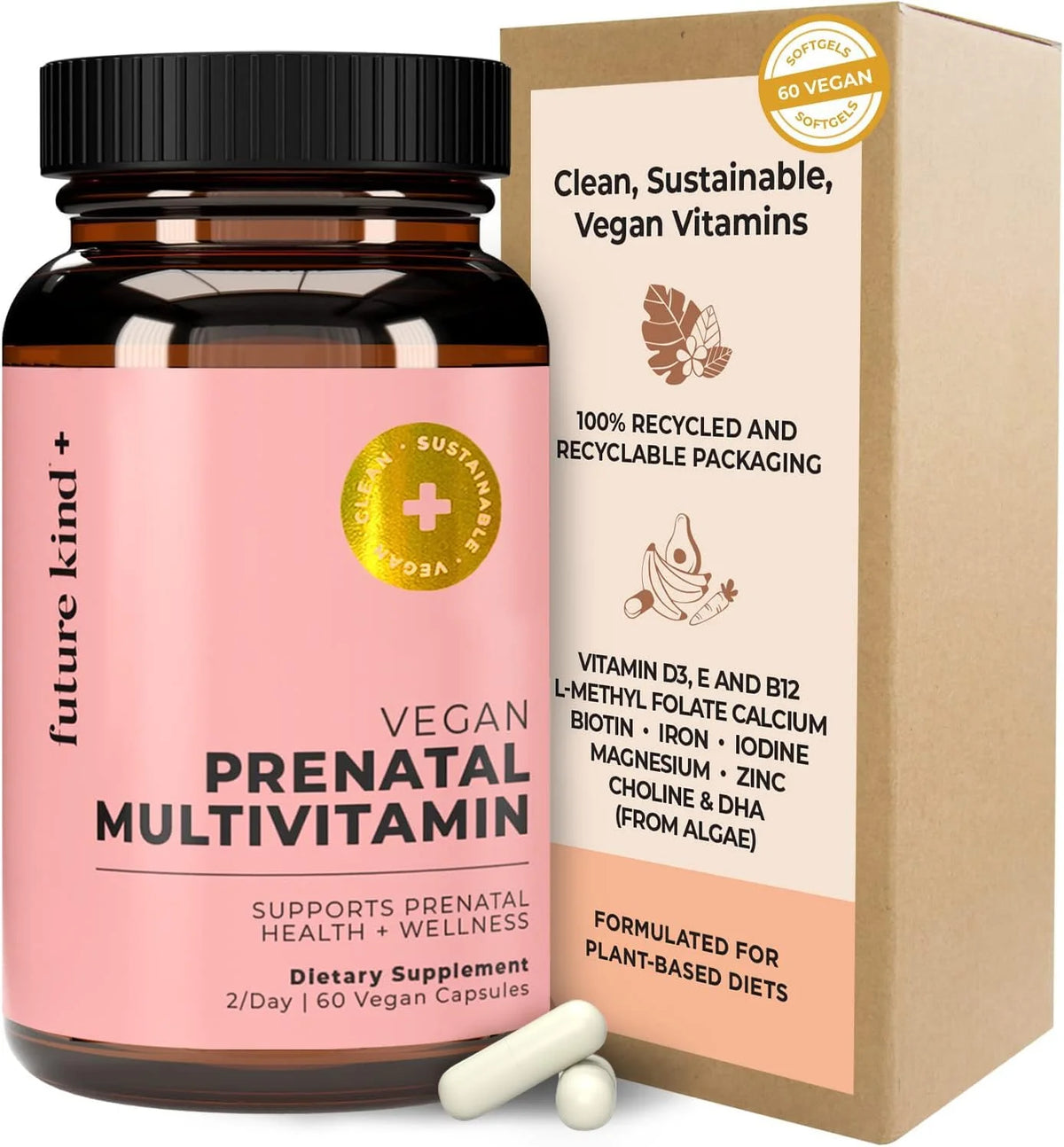 Vegan Prenatal Vitamins with DHA & L-MethylFolate, 60ct K553737