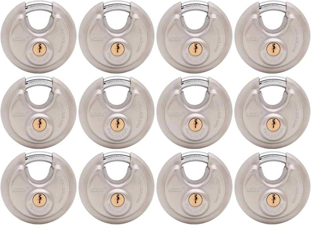 Stainless Steel Disc Padlock, Same Key Open, 2-3/4" (70mm), 12 B753