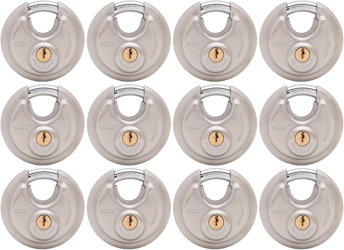 Stainless Steel Disc Padlock, Same Key Open, 2-3/4" (70mm), 12 B753