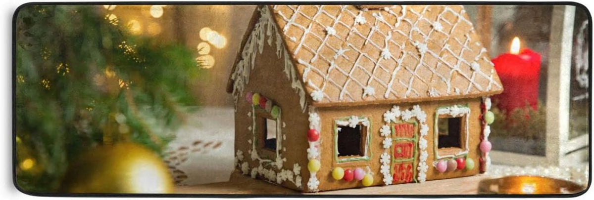 Gingerbread House 2'x6' Non Slip Washable Runner Rug I764163