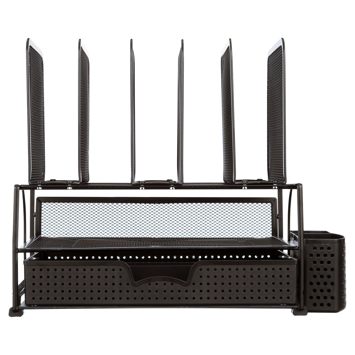 Black Mesh Desk Organizer with Sliding Drawer Q457