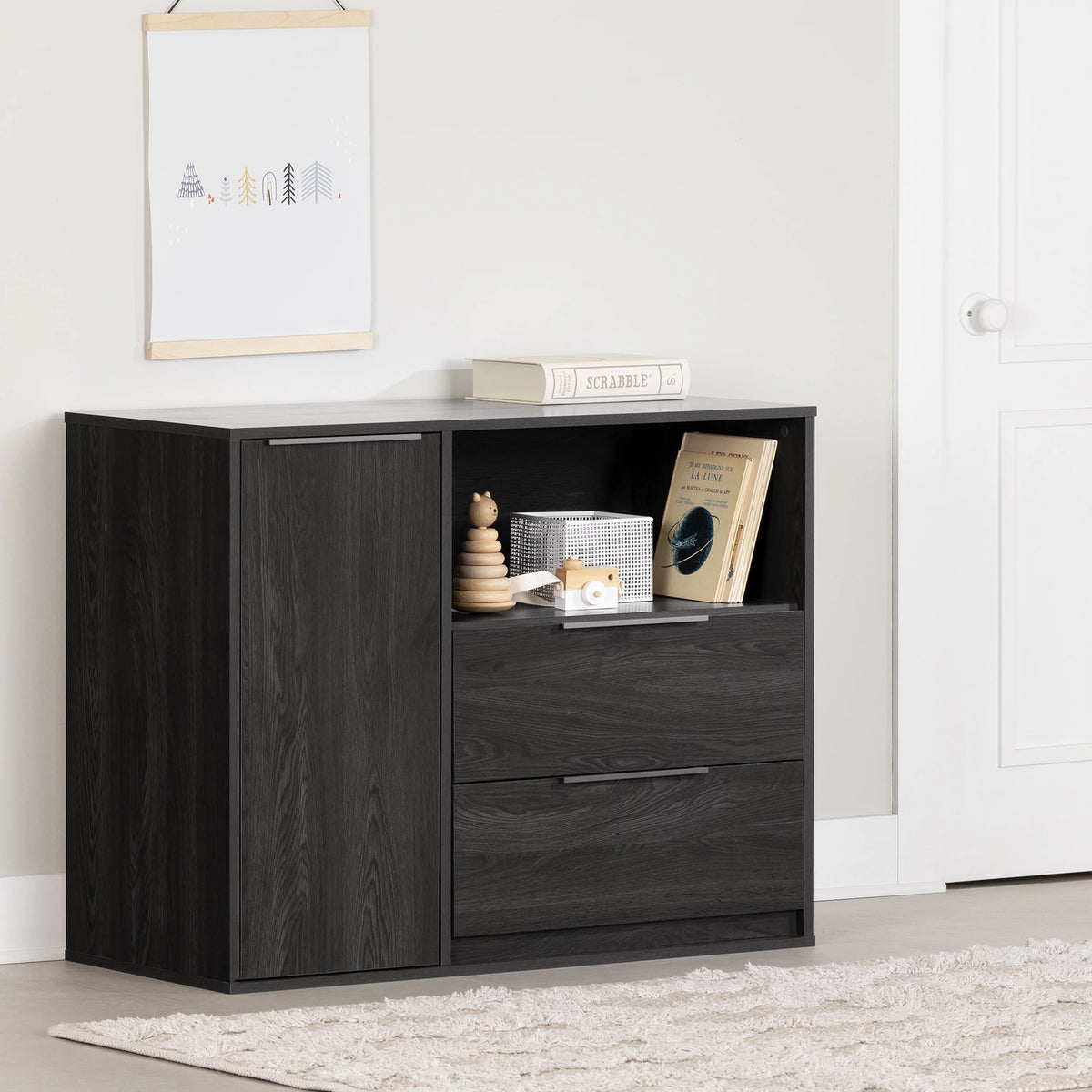 Contemporary 2 Drawer Gray Oak Chest N704