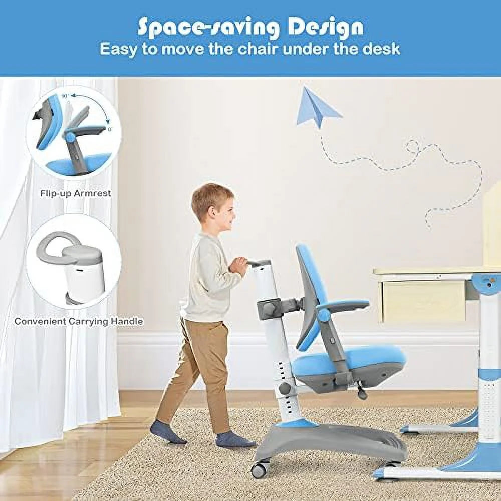 Adjustable Height Ergonomic Computer Chair with Casters and Footrest (Blue) B921