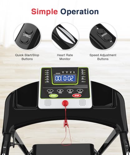 Foldable Walking Treadmill with Long Handrail, LCD Display, 300 lbs Capacity J538810