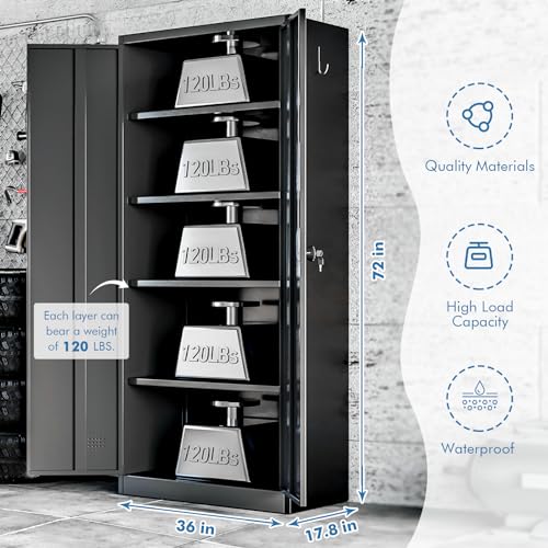 Metal Garage Storage Cabinet with 2 Doors and 4 Adjustable Shelves M21062