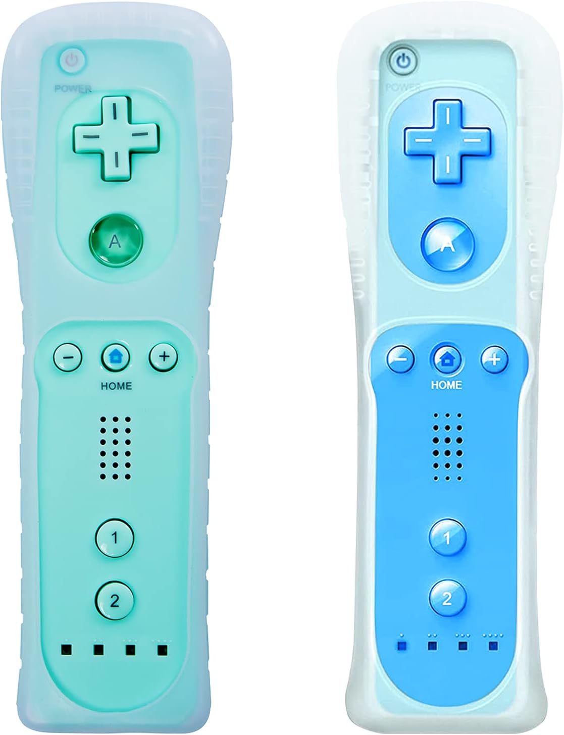 Light Blue Wii Remote Controller 2 Pack with Silicone Case and Wrist Strap Z2043