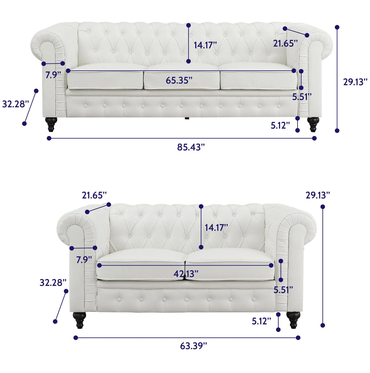White Tufted Sofa X1876