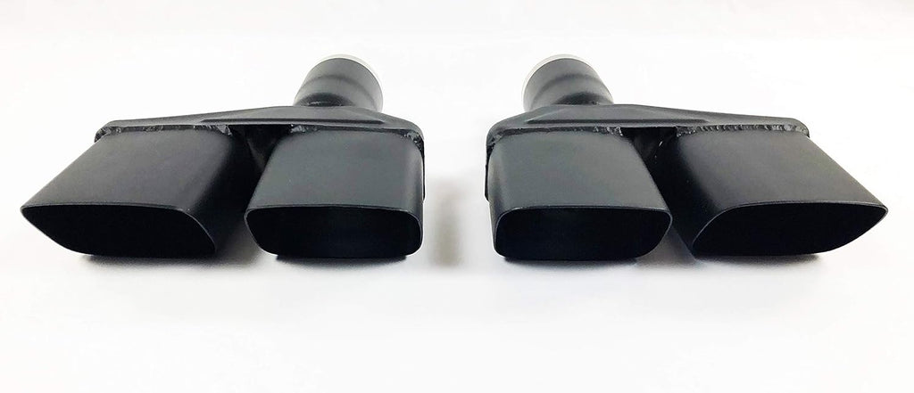 Dual Stainless HT Black Exhaust Tips 2.25 in Inlet 8.25" X 2.00" 10.50 in Long Left/Right E246914