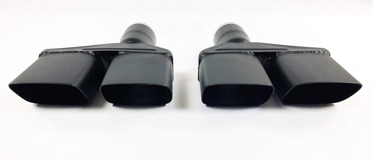 Dual Stainless HT Black Exhaust Tips 2.25 in Inlet 8.25" X 2.00" 10.50 in Long Left/Right E246914