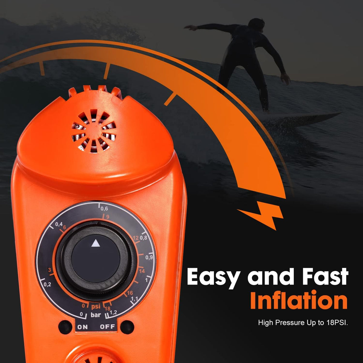 18PSI Electric Portable Air Pump with Auto-Off Function, 12V DC Car Connector and Hose, Pack of 2 P1865