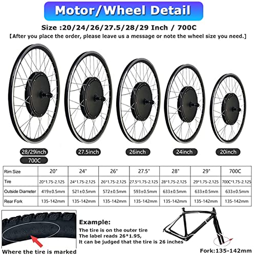 48V 1000W Rear Wheel Electric Bicycle Hub Motor Kit V78768