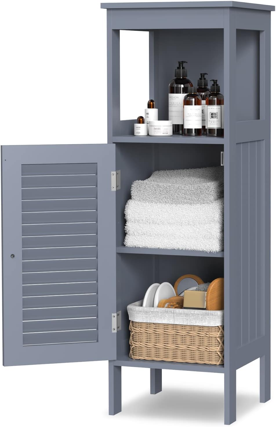 Grey Wooden Bathroom Storage Cabinet with 1 Door & Adjustable Shelf Y8229