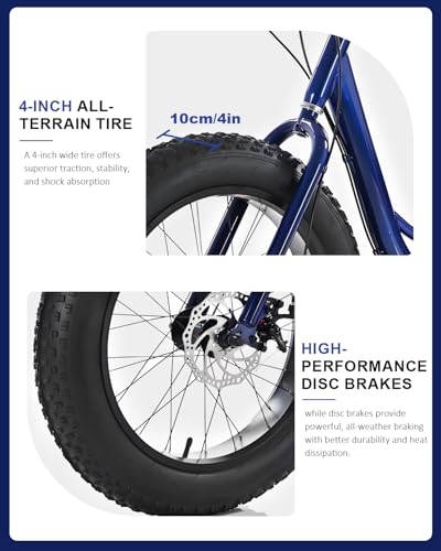 20-Inch Fat Tire 7-Speed Heavy-Duty Adult Tricycle with Large Cargo Basket O71154