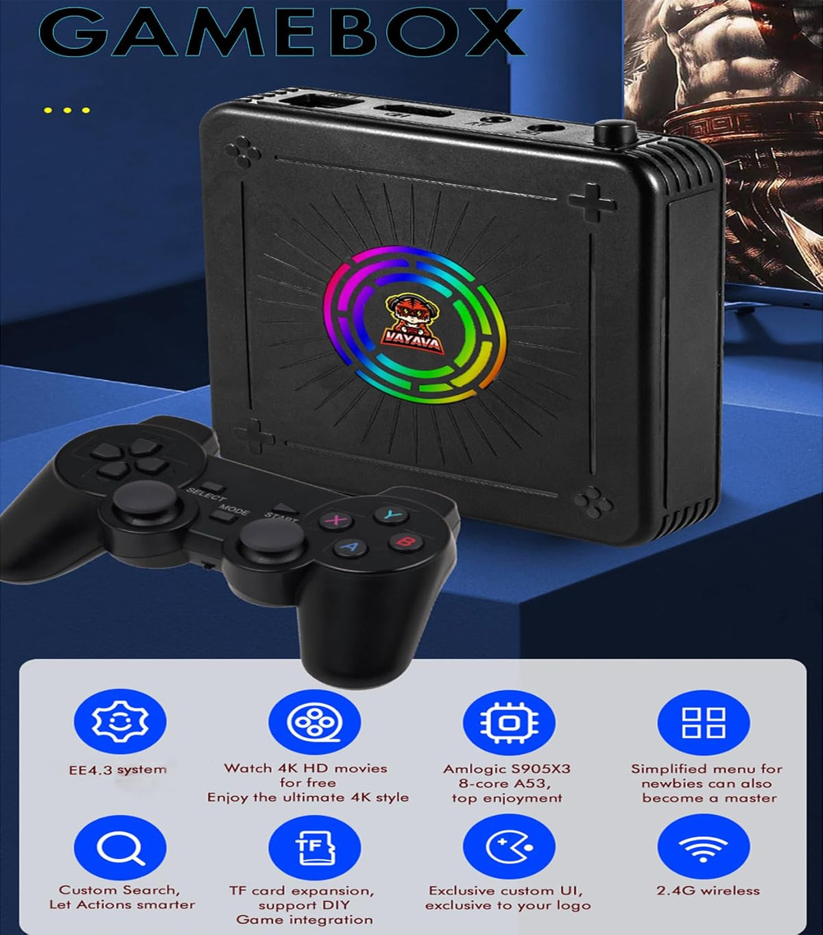 38000 in 1 Arcade Game Console with 2.4G Wireless Controllers HDMI Output 64G O6820