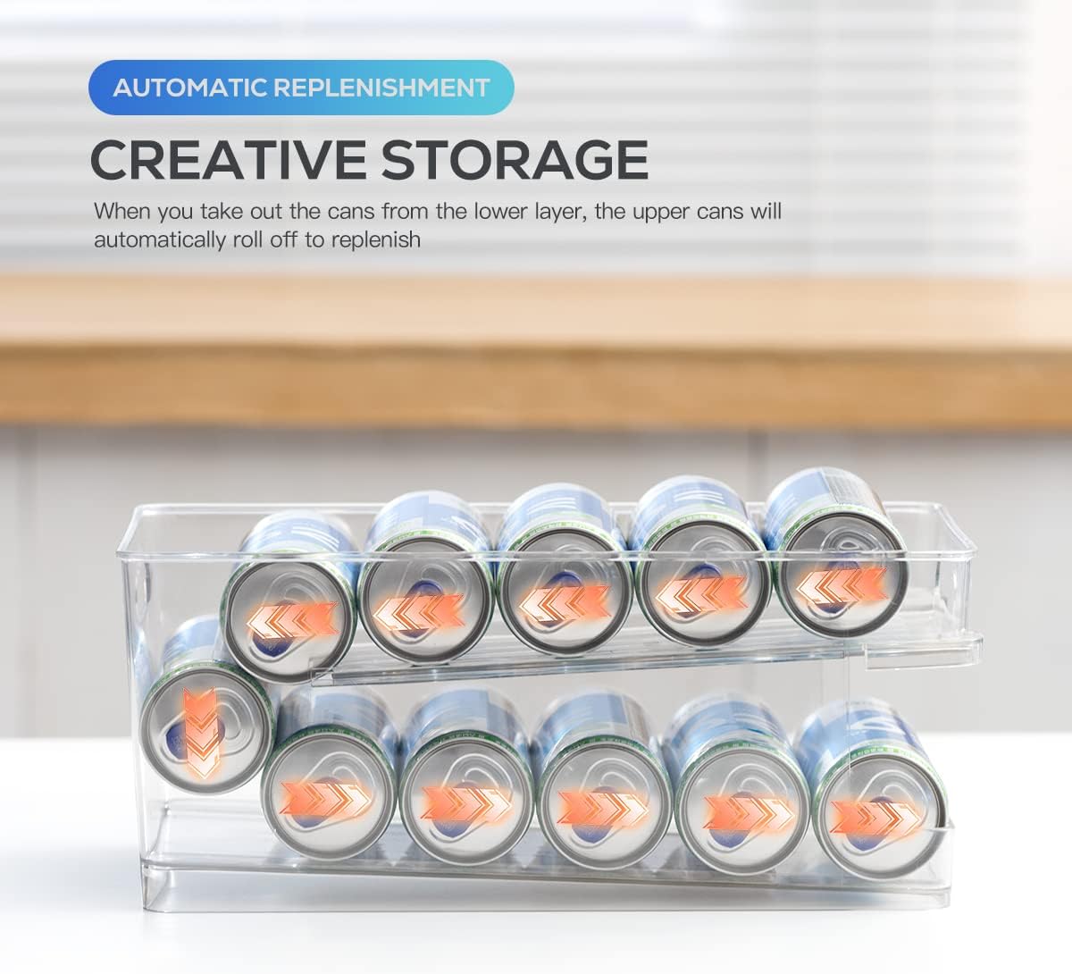 Clear Plastic Soda Can Organizer, Holds 12 Cans D2213