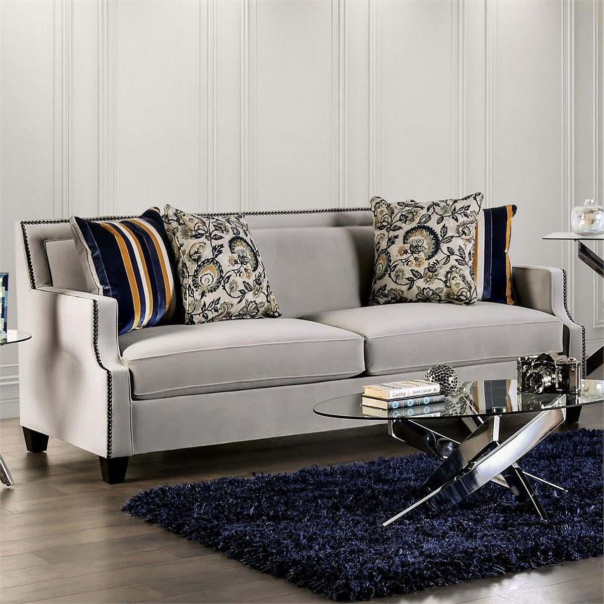 Light Gray 2-Piece Fabric Sofa Set Q3256