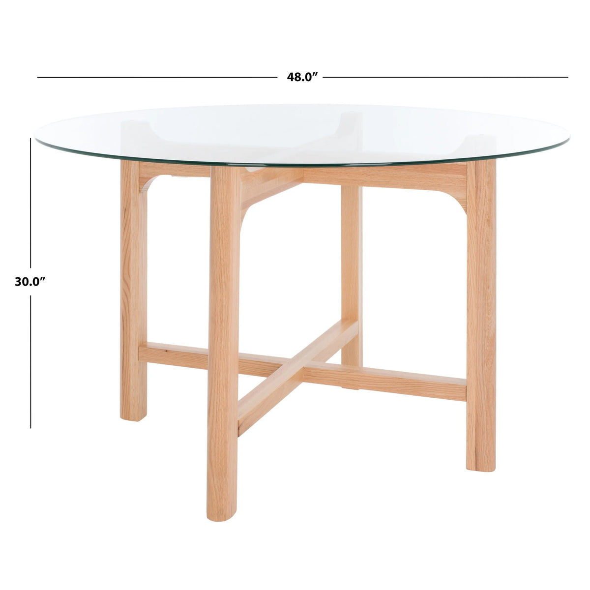 Solid Wood Tempered Glass Round Dining Table 48 in. Y419